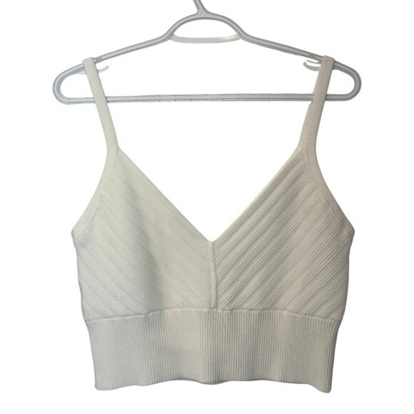 Club Monaco white sleeveless ribbed knit crop top size S - Picture 2 of 5